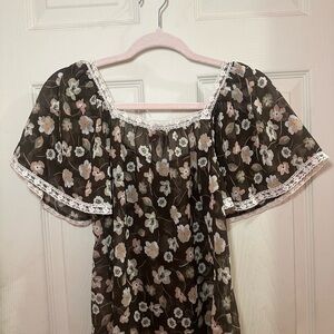 Candie's Floral Lace-Trim Blouse